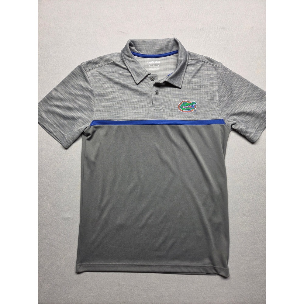 Captivating Florida Gators Polo Shirt Mens Medium Gray Blue Short Sleeve NCAA